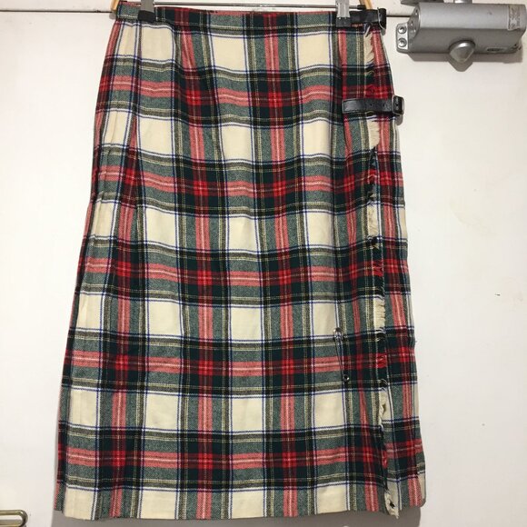 VINTAGE MOSBROOK WOOL PLAID PLEATED KILT SKIRTS SIZE 14 - Picture 1 of 8